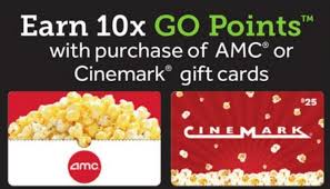 earn 10x points on amc cinemark gift
