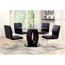 5 Piece Round Dining Table Set In Black