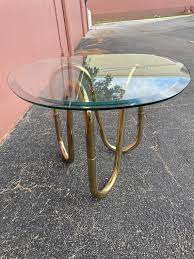 Brass Tubular Ribbon End Table With