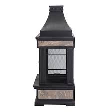 Sunjoy Curtis 56 69 In Wood Burning Outdoor Fireplace With Black Highlights