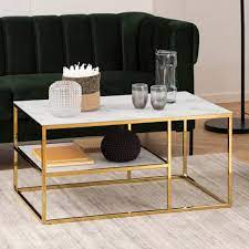 Alisma Coffee Table With Shelf White