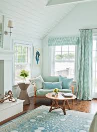 turquoise living room with white walls