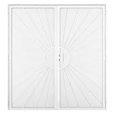 Unique Home Designs 72 In X 80 In Solana White Surface Mount Outswing Steel Double Security Door With Perforated Metal Screen