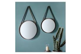 Wall Mirror With Hanging Strap Bronze