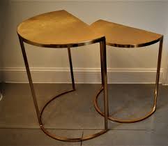Set Of Two Gold Side Tables Brass Side