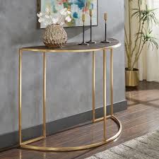 metal half moon console table gold