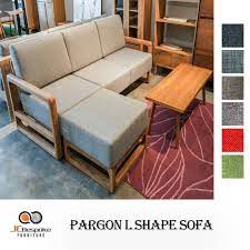 l shaped solid teak wood sofa set