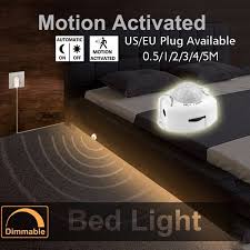 Dimmable Bed Light With Motion Sensor And Power Adapter Us Eu Power Supply Under Bed Light Motion Activated Led Strip For Baby Room Stairs Cabinet 0 5m 1m 2m 3m 4m 5m Wish