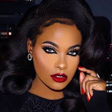 black makeup with red lipstick