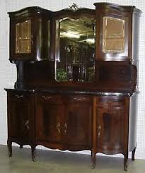 This sideboard features a lower display case with two framed glass doors. Antique French Burl Walnut Marble Top Serpentine Buffet Sideboard Cabinet C1890 Ebay