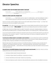 Template Elevator Pitch Template For Students Sample Speech Example