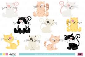 cute cat clipart digital stickers