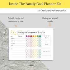 Household Planner Family Planner Printable Family Goal Planner Kit With Rules Responsibility Meal Chore Maintenance Calendar Charts