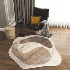 homary 3 x 3 modern abstract round faux cashmere area rug living room bedroom decorative carpet
