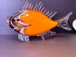 Murano Style Orange Glass Fish Figurine