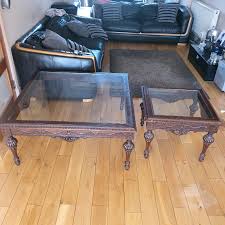 Wooden Coffee Table With Glass Top And