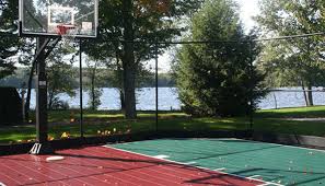 Use the court dimension page and the basketball court packages to decide how large you want to make your new backyard basketball court. Backyard Basketball Courts Ma New England Courts