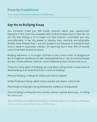 Warm and positive family relationships, including both parental and sibling relationships, can help to buffer. Say No To Bullying Free Essay Example