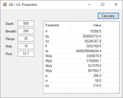 calculation of steel section properties