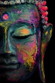 Colorful Abstract Buddha Statue Head