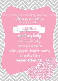 Camellia Events 14 West Graphics Baby Shower Agenda Pink And Gray