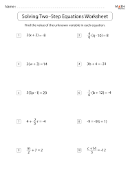 Two Step Equations Worksheets Math Monks