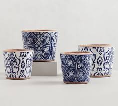 hand painted patterned ceramic planters
