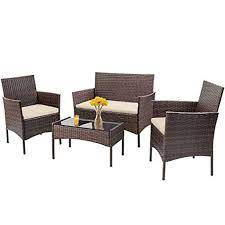 See more ideas about walmart, outdoor bistro set, patio furniture sets. 4 Pieces Outdoor Patio Furniture Sets Rattan Chair Wicker Conversation Sofa Set Patio Chair Garden Furniture Set For Backyard Lawn Porch Poolside Balcony With Coffee Table Brown Walmart Com Walmart Com