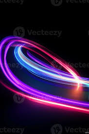 dynamic neon light trails against a