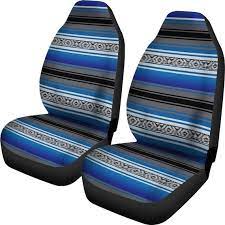 Blue Serape Stripes Car Seat Covers Set