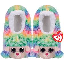 Rainbow Poodle Slippers S M L