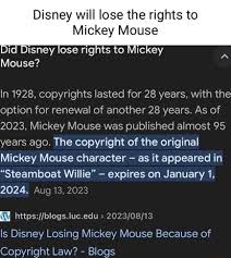 disney lose rights to mickey mouse