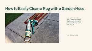 a rug at home with a garden hose