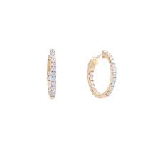 g round diamond in and out round shape hoop earring