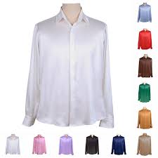 Details About Mens 19mm 100 Pure Silk Dress Formal Work Shirts Button Down Collar Long Sleeve