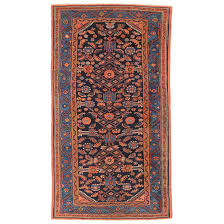 antique persian hamadan rug with blue