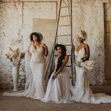 You can add flower décor or make french braids that look especially cool on the black hair of black ladies. Three Boho Vintage Brides Showing Off Gorgeous Black Wedding Hairstyles
