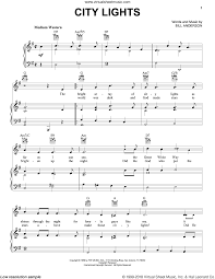 Anderson City Lights Sheet Music For Voice Piano Or Guitar