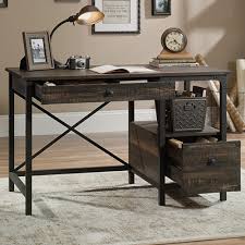 Sauder carson forge desk, washington cherry finish. Sauder Steel River Desk In Carbon Oak And Black Nebraska Furniture Mart
