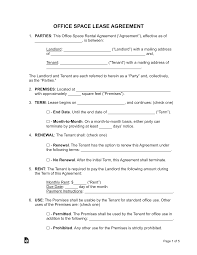 office e lease agreement template
