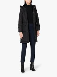 Grange Black Quilted Hooded Coat Lq