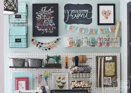 craft room office pegboard gallery wall