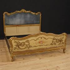 Details About Double Bed Antique Style Design Vintage Furniture In Painted And Gilt Wood 900