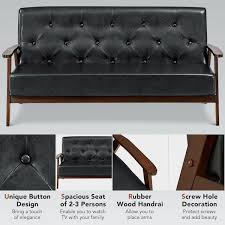 Pu Leather Upholstered Straight Sofa