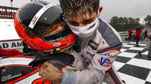 Felix rosenqvist, jr hildebrand and takuma sato ran far ahead up front with 20 or so laps to go, but both needed a. Imsa Road America Winners Helio Castroneves Garcia Bell Triump In Rain