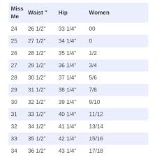 Miss Me Size Chart Nwt
