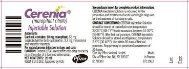 Cerenia Pfizer Animal Health Veterinary Package Insert