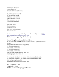 Lyrics to kansas city by wilbert harrison: Sporting Kc Newchantsuggestions