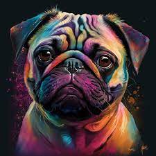 Colorful Pug Print Pug Puppy Wall Art