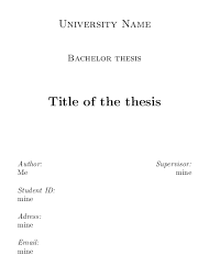Bachelor Thesis Cover Sheet Research Paper Sample